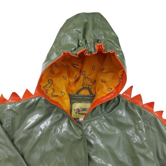 Kidorable Dinosaur Raincoat Kids 4/5 Green Spikes and Volcano All-Weather Snaps - Picture 3 of 12